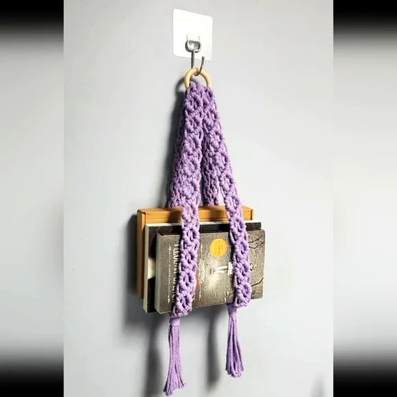 Handmade Crocheted Hanging Book Holder - Picture 1 of 6